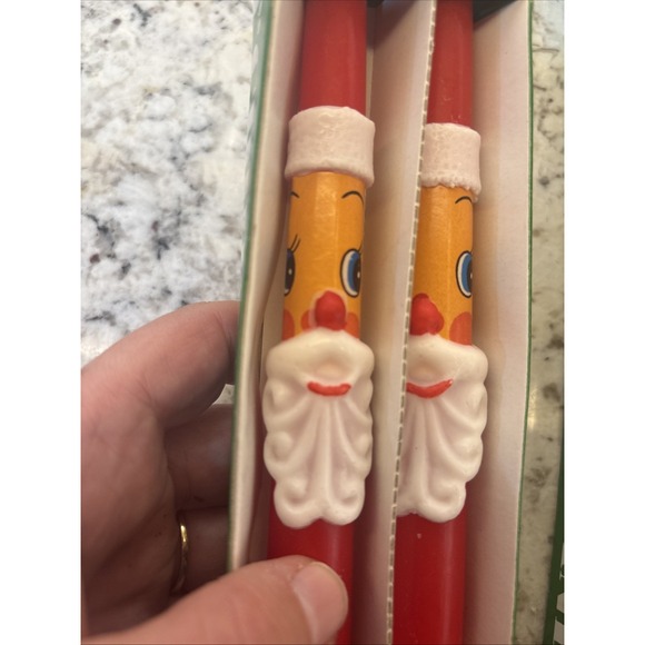 Vintage Santa Claus 10" Christmas Taper Candles Set of 4 New OPEN BOX Unused Red - Picture 6 of 12